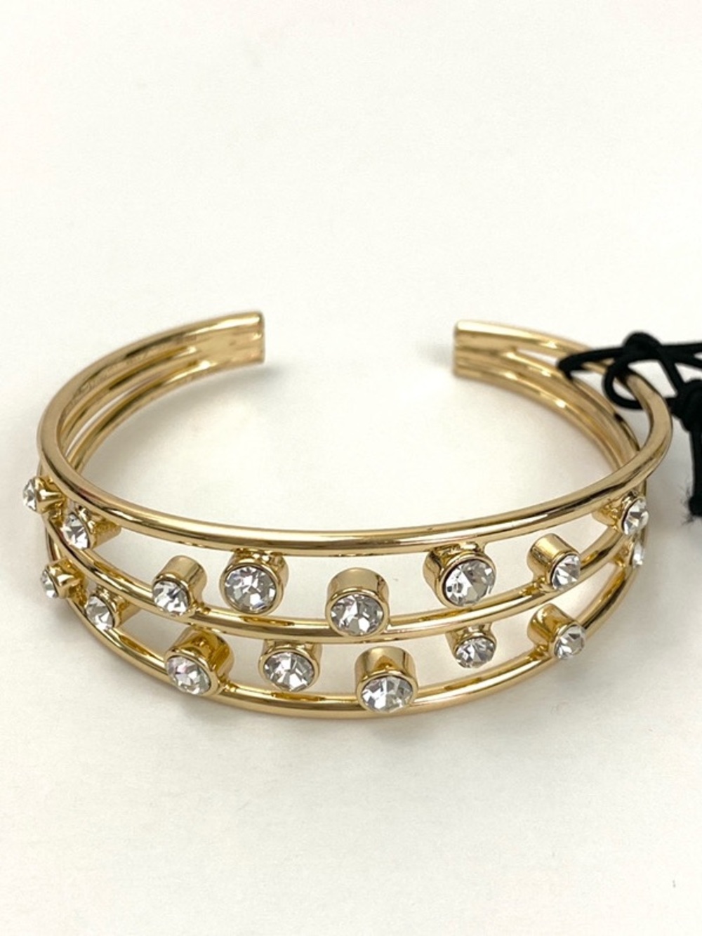 BCBGeneration Gold-Tone Triple Row Crystal Cuff Bracelet